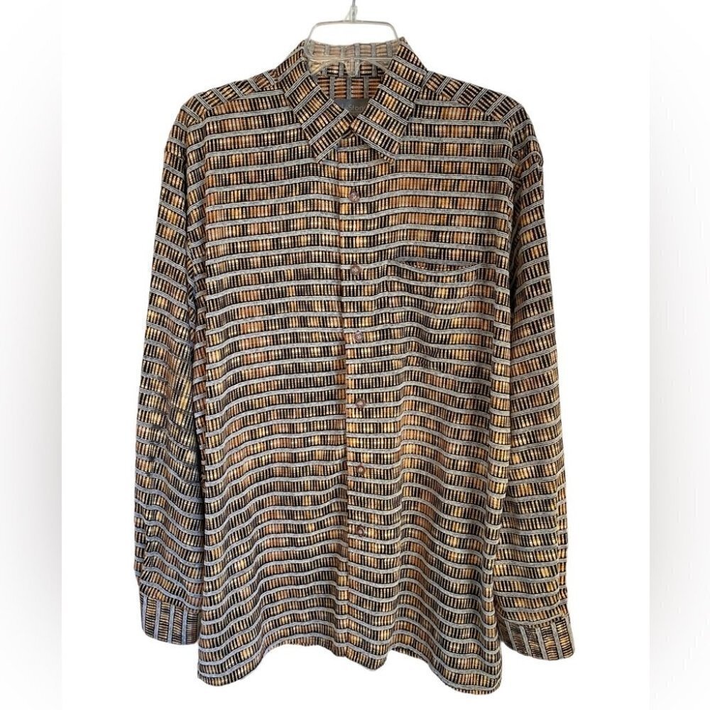 MileStone Authentic Sepia Toned Long  Sleeve Dress Shirt Mens XXLg